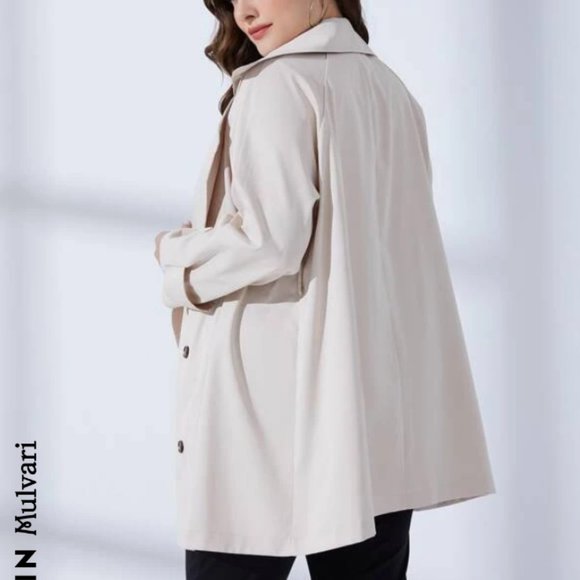 NWOT SHEIN Mulvari Plus Double Breasted Belted Trench Coat 2XL - Picture 3 of 8
